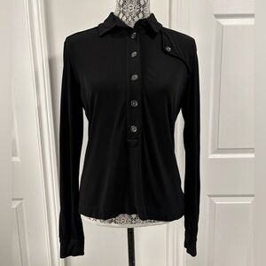 2/$15 Mexx Black Mesh Viscose Long Sleeve Button up Top Women’s Size L